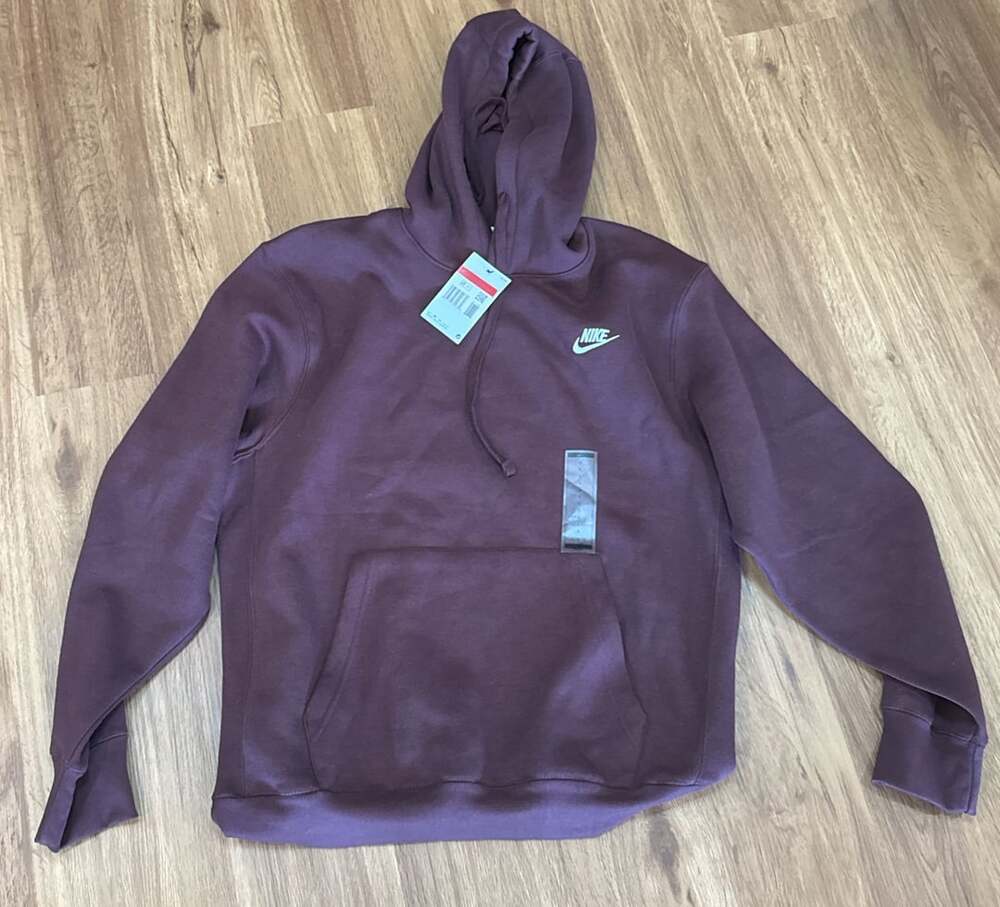 Nike Club Fleece Pullover Hoodie Size L Night Maroon